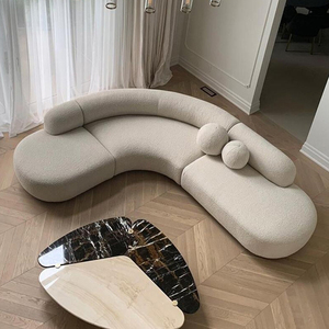 Mobili moderni <span class=keywords><strong>divano</strong></span> curvo Set tessuto rotondo bianco soggiorno appartamento Boucle <span class=keywords><strong>divano</strong></span> italiano minimalista <span class=keywords><strong>divano</strong></span> - Product Image 2
