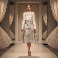 Tissu satiné en polyester de poids moyen, imprimé floral, respirant, écologique, à séchage rapide, brillant et lustré, pour robe, chemisier, jupe pour femme