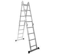 Échelle Pliante Multifonctionnelle en Aluminium, Grande et Petite Charnière, Escabeau Pliant en Aluminium, Échelle Télescopique pour Grimpe