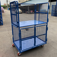 Conteneur à linge portable robuste et durable en acier galvanisé, chariot pliable à quatre roues avec cadre pliable sur 4 côtés