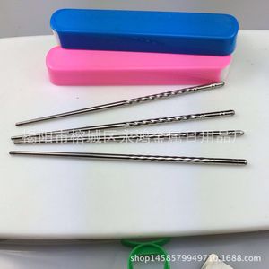 Baguettes en acier inoxydable de 23 cm, rondes et creuses, couleur unie, pour ustensiles de camping - Product Image 3