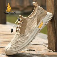 Léger hommes kangourou Logo cuir de vachette décontracté Sport sandales à enfiler respirant tissu doux pour la marche Style chaussures