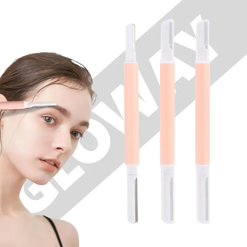 Neuzugang nachhaltiges Hautglättungstool Gesichtshaartrimmer mehrzweck-Doppelkopf-Augenbrauen-Rasierer mit Abdeckung für Damen