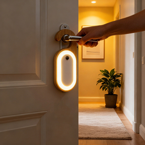 Bằng gỗ hookable Led cảm biến ánh sáng với bảng trắng-usb có thể sạc lại, tin nhắn di động Board đèn cho cửa xử lý, trang trí nội thất - Product Image 2