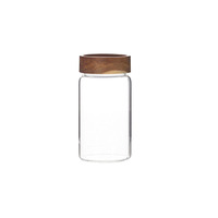 Frascos de Vidrio de Borosilicato con Tapa de Bambú, Herméticos, Aptos para Alimentos, 500 ml, Redondos, Transparentes, para Té o Miel