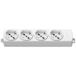 Universal 4 Way Power Strip 28.6 Cm White With 4 Outlets For Home Office Use - Product Image 1