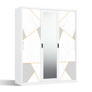 Armario de Acero Impreso con Espejo y 3 Puertas Corredizas de 1500 mm para Almacenamiento de Ropa - Product Image 1