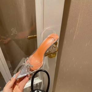 Nouvelles sandales d'été 2025 pour femmes à nœud, en PVC transparent, à talon haut et bout pointu, ajourées - Product Image 2