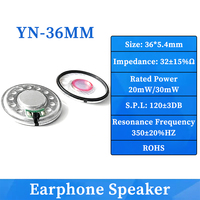 Vente directe usine – Haut-parleur micro-casque personnalisé 36*5.4mm 36mm 32Ohm 20mW 0-20kHz à décibels élevés pour casques et écouteurs
