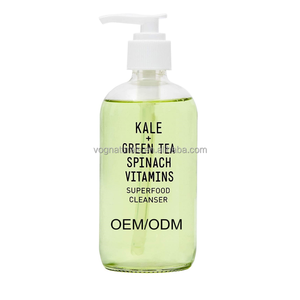 Private Label Kale + Green Tea Facial Cleanser,Vitamins C Face Wash with Spinach Foaming Cleanser Gel