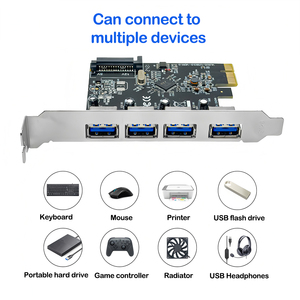 การ์ดขยาย PCIe X1 เป็น 4 พอร์ต <span class=keywords><strong>USB</strong></span> 3.0, ชิป VIA VL805 ความเร็ว 5Gbps สำหรับเดสก์ท็อปพีซี รองรับ SATA Power PCI-E 1X/4X/8X/16X - Product Image 5
