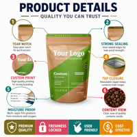Bolsa personalizada impresa para carne seca, con cierre resellable, ventana transparente, orificio para colgar y corte de fácil apertura, apta para uso alimentario.