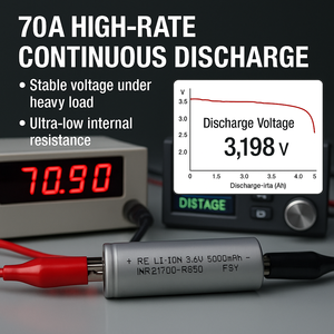 Batería de Iones de Litio INR21700 RS50 21700 de Alta Tasa de Descarga 70A, 5000mAh, 3.6V, -40°C, Baja Temperatura para UAV y Herramientas Industriales - Product Image 2
