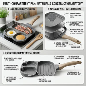 E-TOP Poê<span class=keywords><strong>le</strong></span> à œufs en aluminium économique, antiadhésive, avec compartiments, poê<span class=keywords><strong>le</strong></span> à crêpes avec poignée, <span class=keywords><strong>Padelle</strong></span> Sartenes Frigideira Antiaderente - Product Image 5