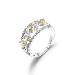 มีสินค้าในสต็อก แหวนพลอยคริสตัลสีเหลืองฝังเงิน 925 วินเทจ ความสง่างามสูง ขายตรงจากโรงงาน - Product Image 6