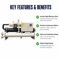Fournisseur direct d'usine, refroidisseur industriel à vis à eau, haute efficacité énergétique, compresseur à COP élevé, capacité de réfrigération de 100 kW