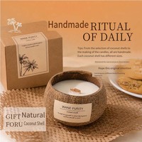 Bougie parfumée artisanale en cire de soja dans un coffret cadeau créatif en coquille de noix de coco, marque privée OEM, décoration d'intérieur, chambre à coucher, cadeau d'anniversaire
