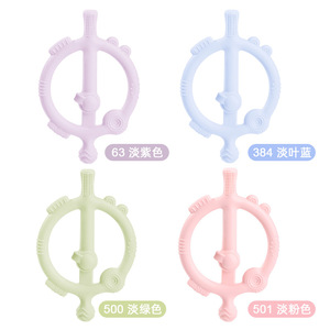 Mordedor para bebé con forma de timón, silicona de calidad alimentaria, relleno de agua, para 0 a 24 meses, unisex, morado pálido, verde, azul, rosa - Product Image 5