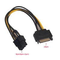 15 pines SATA macho a 8 pines (6 + 2 pines) PCI-Express hembra tarjeta de vídeo Cable adaptador de corriente 20cm para tarjeta gráfica