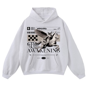 Sudadera con capucha de algodón de invierno High Street Vintage Pegasus Angel, estilo holgado y descontraído, con efecto desgastado, de marca de moda con diseño de personaje, para parejas - Product Image 5