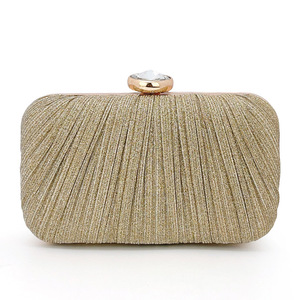 Pochette de soirée de luxe en strass et paillettes pour femme, sac de forme carrée, motif uni, plissé, pour mariage et soirées - Product Image 1