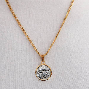 Collar con Colgante de Moneda Janiforme de Zeus y <span class=keywords><strong>Hera</strong></span> en Dos Tonos Personalizado, Collar con Colgante de Amuleto del Dios Zeus de la Mitología <span class=keywords><strong>Griega</strong></span> - Product Image 2