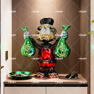 Escultura de Resina de Fibra de Vidrio Pintada a Mano, Modelo de Estatua de Scrooge McDuck, el Pato Millonario, en Color Dorado Cromado Personalizado - Product Image 6