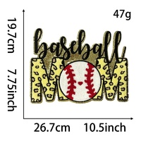 Patch brodé en chenille pour maman sportive, pour veste, baseball, softball, football, soccer, basketball, volleyball