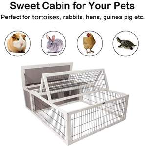 Habitat pour lapin et tortue, <span class=keywords><strong>enclos</strong></span> en bois pour petits animaux, intérieur/extérieur - Product Image 6