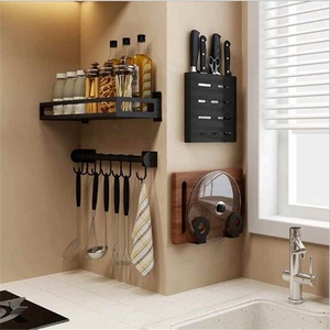 Organizador de cocina de acero inoxidable para almacenamiento de cuchillos, estante de secado de platos negro, estante de esquina - Product Image 4