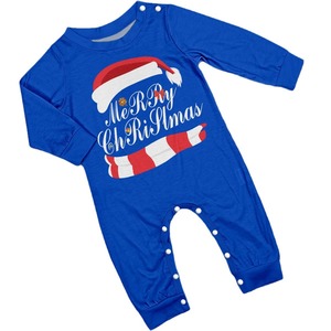 Pyjama bleu parent-enfant pour la maison, style décontracté, avec motif de chapeau de Noël et lettres imprimées, respirant, taille élastique - Product Image 5