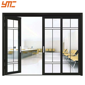 Système de <span class=keywords><strong>porte</strong></span> coulissante et battante en aluminium à profilé <span class=keywords><strong>plat</strong></span>, ouverture pliante à pousser-tirer, pour salle de bain intérieure, prix départ usine - Product Image 1