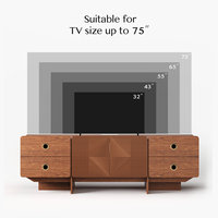 Lemari TV Ruang Tamu Modern AJUNION, Meja Konsol Media Kayu, Unit TV dengan 2 Pintu dan 4 Laci