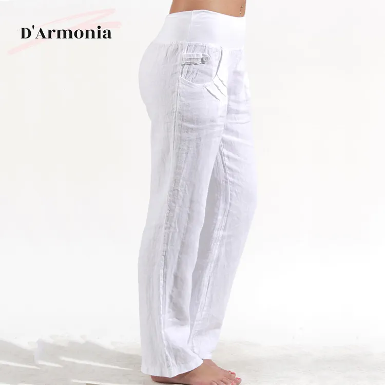 Оптовая продажа, Длинные повседневные белые брюки, простые удобные женские брюки