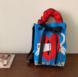 Cute Cat Knitted Portable Mobile Phone Bag Wool Knitted Bag Mini Girl <strong>Cross</strong> Body Bag - Product Image 6