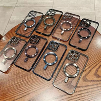 Vente en gros de coques de téléphone de haute qualité avec placage magnétique TPU, style Ins, support de téléphone, antichoc, anti-empreintes digitales, logo personnalisé