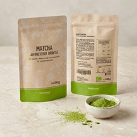 Sachet d'emballage personnalisé pour poudre de matcha avec logo, sac intérieur de qualité alimentaire, pochette autoportante thermoscellable en aluminium