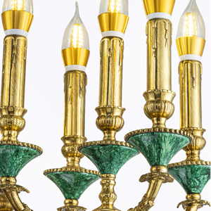 Lustre Cygne en Cuivre avec Base <span class=keywords><strong>Turquoise</strong></span> <span class=keywords><strong>et</strong></span> Zircon Bleu, Luminaire Suspendu Motif Cygne pour Salle de Banquet - Product Image 2