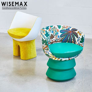 WISEMAX FURNITURE Italie Designer Loisirs Accent Chair Meubles de salon en fibre de verre Canapé simple <span class=keywords><strong>Fauteuil</strong></span> moderne en tissu vert - Product Image 3