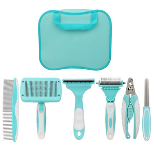 Kit de toilettage pour animaux 6 en 1, ensemble de brosses pour chiens et chats, brosse anti-poils, brosse démêlante, coupe-ongles avec sac de rangement portable, fournitures pour animaux de compagnie en gros - Product Image 4