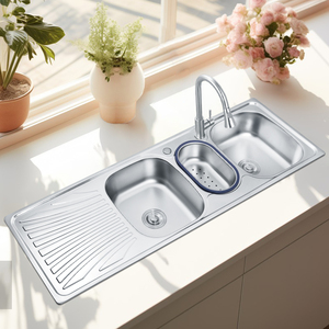 Giá bán buôn bát đôi thép không gỉ Kích thước tùy chỉnh Bồn Rửa Nhà Bếp 85x50 bền bồn rửa bằng thép không gỉ 304 SS Bồn Rửa Nhà Bếp - Product Image 1