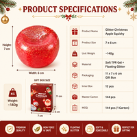 Jouet Squishy Pomme de Noël Southpeak, Jouets Squishy de Noël Flottants à Paillettes, Gel TPR Doux, 4 Couleurs, Boîte Cadeau, Vente en Gros Usine