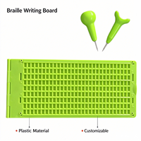 Tableau d'écriture braille en plastique, style ondulé, 9 lignes, 30 cellules, personnalisable, avec 2 stylets pour l'éducation