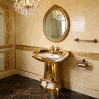 WC monobloc en céramique de luxe, style doré, avec décoration personnalisée, double chasse d'eau, siphon en P, réglage de la pression de l'eau, à poser au sol