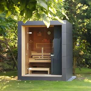 Sauna infrarroja de lujo moderna para 4 personas al aire libre bajo EMF vapor infrarrojo lejano para gimnasio apartamento exterior estufa de cicuta de cedro rojo - Product Image 4