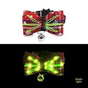 Collar de cachorro de gato luminoso LED de carga USB con pajarita decoraciones de cinta bordadas festivas accesorio de entrenamiento personalizado - Product Image 3