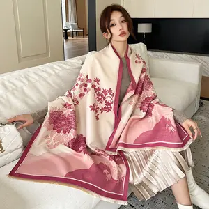 Wholesa 2023 latest ladies evening dresses pashmina scarves fashion jacquard cotton blanket cardigan cape women's cashmere scarf