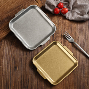 Retro Stainless Steel Square Plate Multiple Sizes Durable For Restaurant Use - Product Image 2