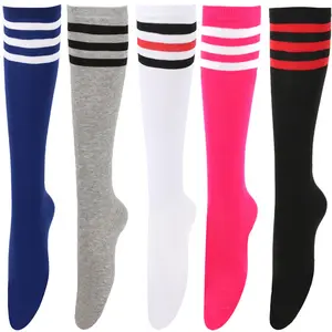 Knee High Striped white Socks Soccer Socks for Girls Boys Cotton Fashion Spring funny School Socks