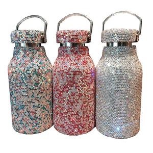 OEM Bling paslanmaz çelik su şişeleri 350ml/500ml/600ml/750ml DIY cam yalıtımlı kristal bardak el yapımı mutlu noel hediyesi - Product Image 1